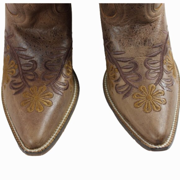 Rawhide Abilene Western Two Tone Earthy Brown Vintage Leather Snip Toe B… - Picture 9 of 11